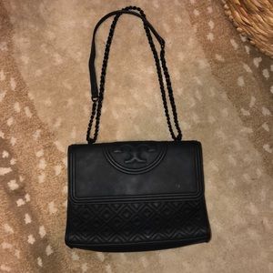 Tory Burch Matte Black Fleming Bag- Large